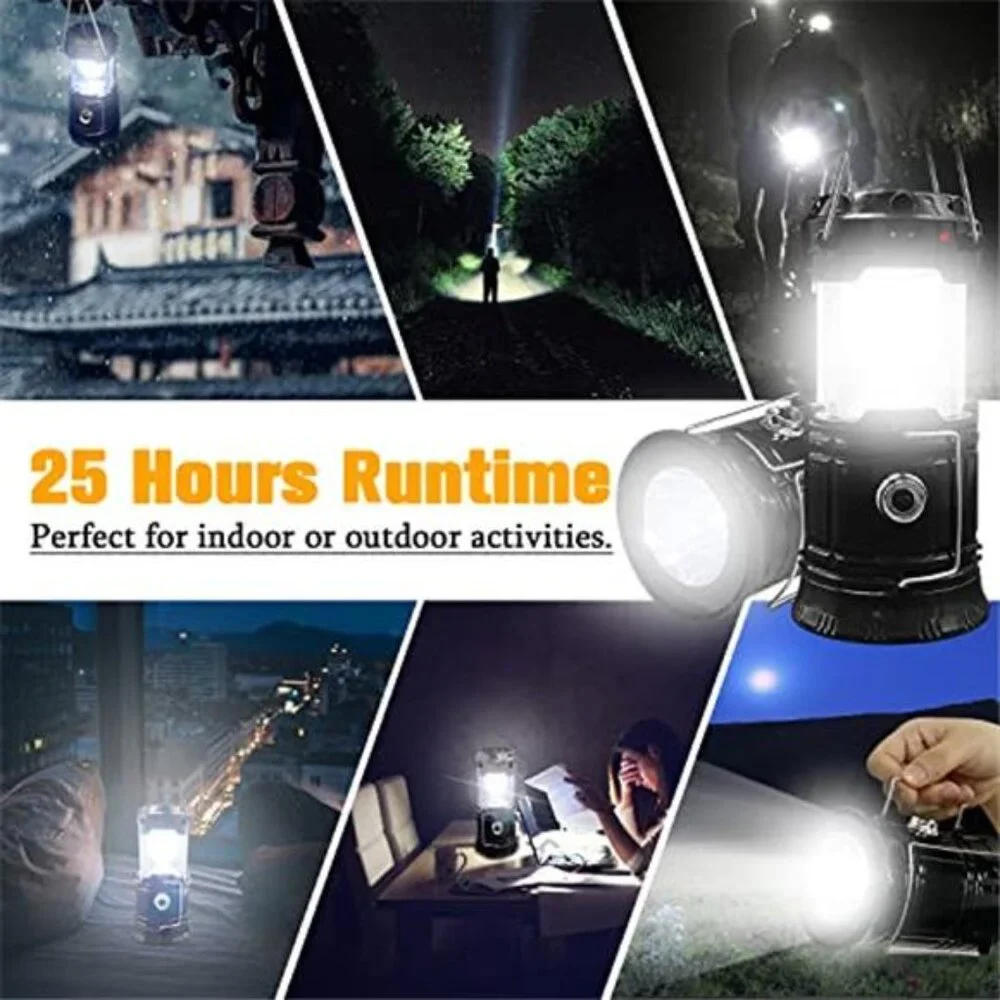 Collapsible LED Camping Lantern Solar USB Rechargeable Waterproof Flashlight